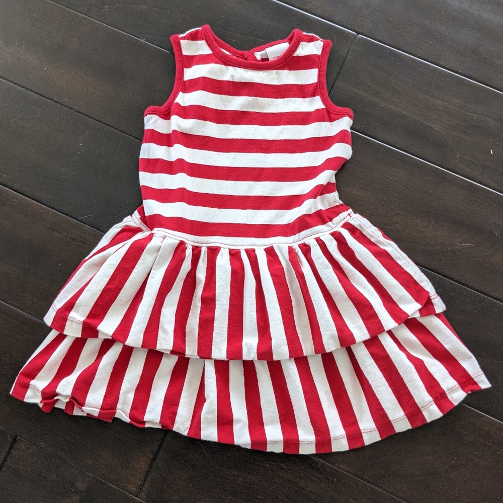 Hanna Andersson Red and White Stripe 2-tier Dress